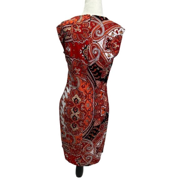 Joseph Ribkoff Sleeveless Red/Orange Shift Dress Size 8 - Picture 7 of 11